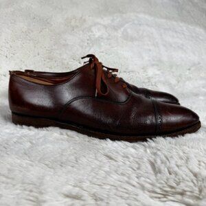 BROOKS BROTHERS Solid Brown Leather Captoe Oxford Dress Shoes Men's Size US 10.5